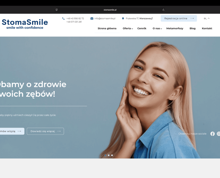 stomasmile_desktop_hero Projekt strony internetowej dla StomaSmile – wersja desktopowa