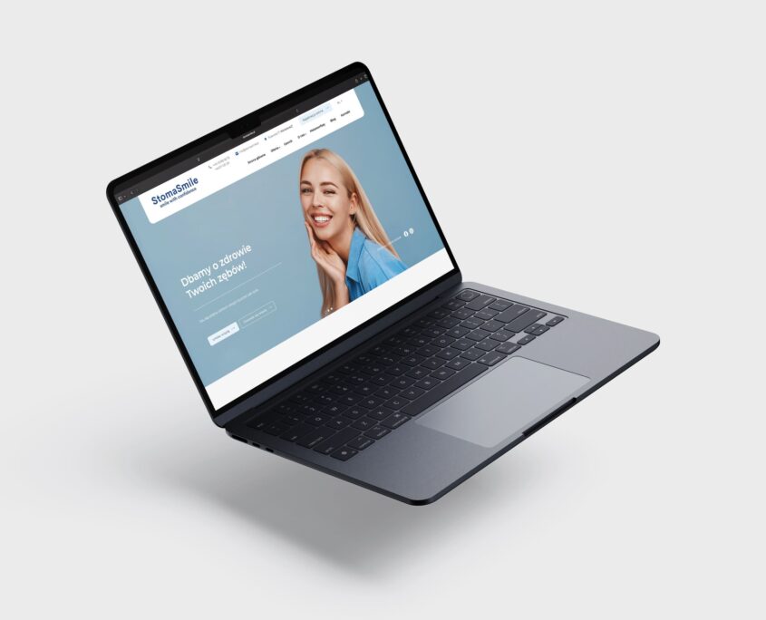 stomasmile_desktop_mockup_01 Projekt strony internetowej dla StomaSmile – wersja desktopowa