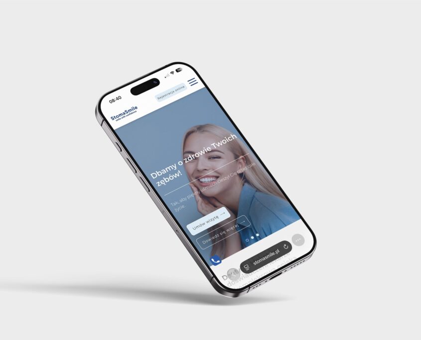 stomasmile_mobile_mockup_01 Projekt strony internetowej dla StomaSmile – wersja mobilna
