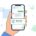 Prosta, płaska ilustracja wektorowa 2D przedstawiająca dłoń trzymającą smartfon. Na ekranie widać czysty interfejs chatgpt ads, a pod makietą odpowiedzi znajduje się wyraźnie zaznaczony boks z napisem 'REKLAMA' i ikoną zęba. Styl graficzny jest czysty i podręcznikowy.